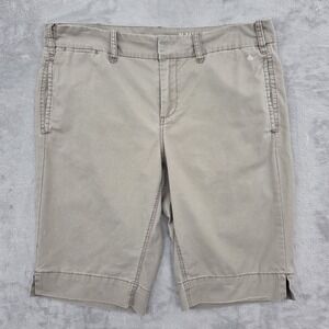 G1 Goods Paper Twill Long Shorts Womens 8 Bermuda Capri Beige Cotton Preppy